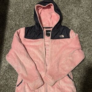 The North Face Pink and Black Hooded Fleece